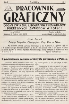 Pracownik Graficzny : organ Związku Litografów, Chemigrafów i Pokrewnych Zawodów w Polsce. 1929, nr 5