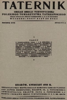 Taternik : organ Sekcji Turystycznej Polskiego Towarzystwa Tatrzańskiego : organ oficjalny Sekcji Taternickiej A. Z. S. w Krakowie. R. 17, 1933, nr 2