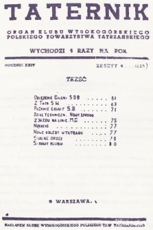Taternik : organ Klubu Wysokogórskiego Polskiego Towarzystwa Tatrzańskiego. R. 24, [1940]. Reprint, nr 4