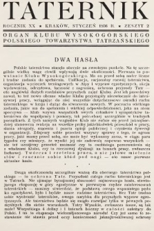 Taternik : organ Klubu Wysokogórskiego Polskiego Towarzystwa Tatrzańskiego. R. 20, 1936, nr 2