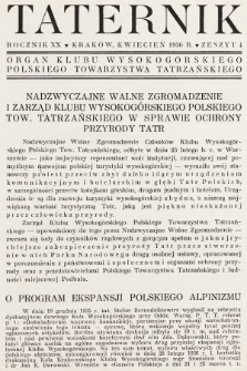 Taternik : organ Klubu Wysokogórskiego Polskiego Towarzystwa Tatrzańskiego. R. 20, 1936, nr 4