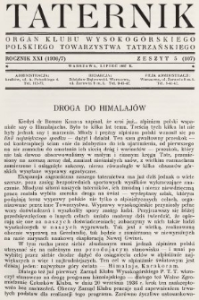 Taternik : organ Klubu Wysokogórskiego Polskiego Towarzystwa Tatrzańskiego. R. 21, 1937, nr 5