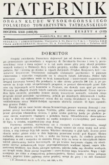 Taternik : organ Klubu Wysokogórskiego Polskiego Towarzystwa Tatrzańskiego. R. 22, 1938, nr 4