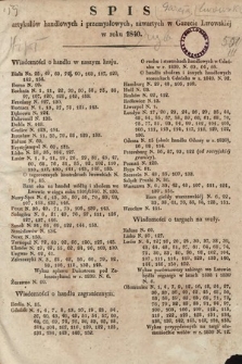 Spis artykulów handlowych i przemysłowych, zawartych w Gazecie Lwowskiej w roku 1840