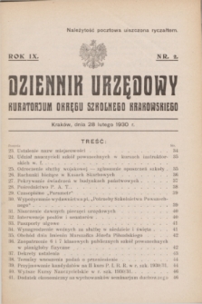 Dziennik Urzędowy Kuratorjum Okręgu Szkolnego Krakowskiego. R.9, nr 2 (28 lutego 1930)