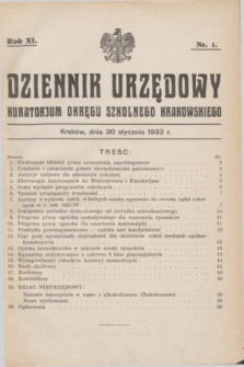 Dziennik Urzędowy Kuratorjum Okręgu Szkolnego Krakowskiego. R.11, nr 1 (30 stycznia 1932)