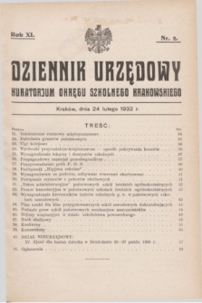 Dziennik Urzędowy Kuratorjum Okręgu Szkolnego Krakowskiego. R.11, nr 2 (24 lutego 1932)