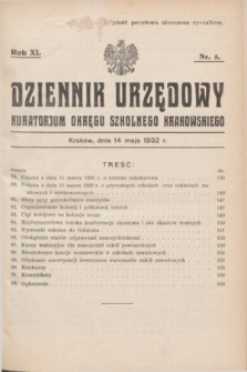 Dziennik Urzędowy Kuratorjum Okręgu Szkolnego Krakowskiego. R.11, nr 5 (14 maja 1932)