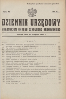 Dziennik Urzędowy Kuratorjum Okręgu Szkolnego Krakowskiego. R.11, nr 10 (30 listopada 1932)