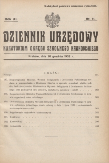 Dziennik Urzędowy Kuratorjum Okręgu Szkolnego Krakowskiego. R.11, nr 11 (10 grudnia 1932)