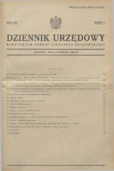 Dziennik Urzędowy Kuratorjum Okręgu Szkolnego Krakowskiego. R.14, nr 7 (10 sierpnia 1935)