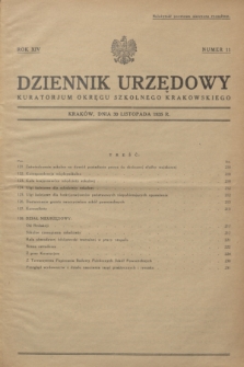 Dziennik Urzędowy Kuratorjum Okręgu Szkolnego Krakowskiego. R.14, nr 11 (30 listopada 1935)