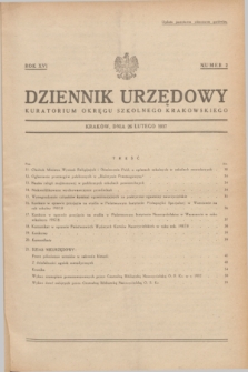Dziennik Urzędowy Kuratorjum Okręgu Szkolnego Krakowskiego. R.16, nr 2 (26 lutego 1937)