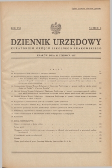 Dziennik Urzędowy Kuratorjum Okręgu Szkolnego Krakowskiego. R.16, nr 6 (30 czerwca 1937)