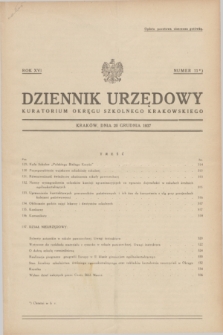 Dziennik Urzędowy Kuratorjum Okręgu Szkolnego Krakowskiego. R.16, nr 11 (20 grudnia 1937)