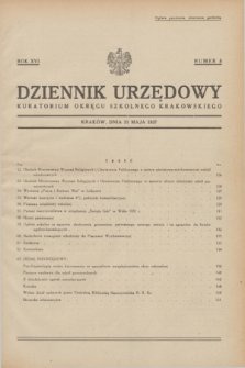 Dziennik Urzędowy Kuratorjum Okręgu Szkolnego Krakowskiego. R.16, nr 5 (31 maja 1937)