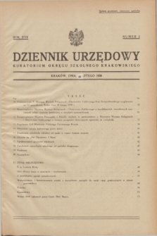 Dziennik Urzędowy Kuratorjum Okręgu Szkolnego Krakowskiego. R.17, nr 2 (28 lutego 1938)