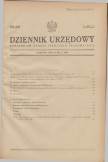 Dziennik Urzędowy Kuratorjum Okręgu Szkolnego Krakowskiego. R.17, nr 5 (31 maja 1938)