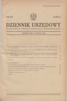 Dziennik Urzędowy Kuratorjum Okręgu Szkolnego Krakowskiego. R.17, nr 6 (30 czerwca 1938)