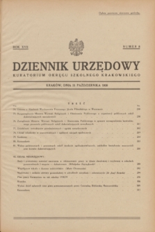 Dziennik Urzędowy Kuratorjum Okręgu Szkolnego Krakowskiego. R.17, nr 8 (31 października 1938)