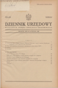 Dziennik Urzędowy Kuratorjum Okręgu Szkolnego Krakowskiego. R.17, nr 9 (30 listopada 1938)