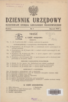 Dziennik Urzędowy Kuratorjum Okręgu Szkolnego Krakowskiego. 1947, nr 1 (styczeń)
