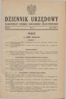 Dziennik Urzędowy Kuratorjum Okręgu Szkolnego Krakowskiego. 1947, nr 2 (luty)