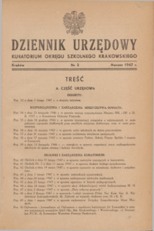 Dziennik Urzędowy Kuratorjum Okręgu Szkolnego Krakowskiego. 1947, nr 3 (marzec)