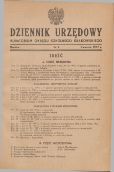 Dziennik Urzędowy Kuratorjum Okręgu Szkolnego Krakowskiego. 1947, nr 4 (kwiecień)