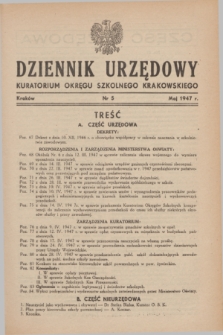 Dziennik Urzędowy Kuratorjum Okręgu Szkolnego Krakowskiego. 1947, nr 5 (maj)