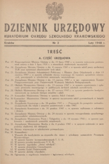 Dziennik Urzędowy Kuratorjum Okręgu Szkolnego Krakowskiego. 1948, nr 2 (luty)