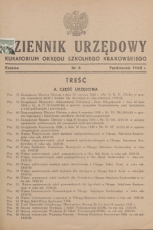 Dziennik Urzędowy Kuratorjum Okręgu Szkolnego Krakowskiego. 1948, nr 8 (październik)