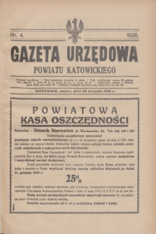 Gazeta Urzędowa Powiatu Katowickiego. 1928, nr 4 (28 stycznia)