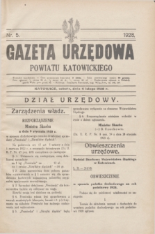 Gazeta Urzędowa Powiatu Katowickiego. 1928, nr 5 (4 lutego)