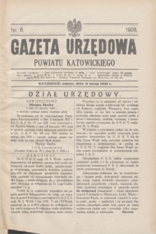 Gazeta Urzędowa Powiatu Katowickiego. 1928, nr 6 (11 lutego)