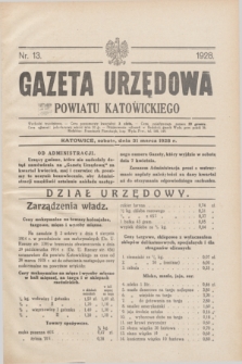 Gazeta Urzędowa Powiatu Katowickiego. 1928, nr 13 (31 marca)