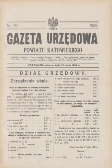 Gazeta Urzędowa Powiatu Katowickiego. 1928, nr 20 (19 maja)