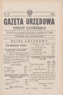 Gazeta Urzędowa Powiatu Katowickiego. 1928, nr 21 (26 maja)