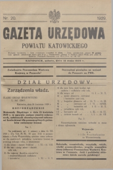 Gazeta Urzędowa Powiatu Katowickiego. 1929, nr 20 (18 maja)