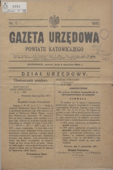 Gazeta Urzędowa Powiatu Katowickiego. 1930, nr 1 (4 stycznia 1929)