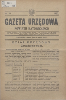 Gazeta Urzędowa Powiatu Katowickiego. 1930, nr 10 (8 marca)