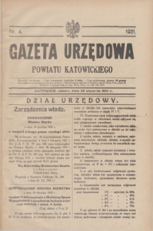 Gazeta Urzędowa Powiatu Katowickiego. 1931, nr 4 (24 stycznia)