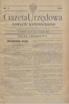 Gazeta Urzędowa Powiatu Katowickiego. 1932, nr 2 (9 stycznia)