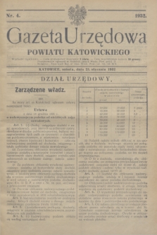 Gazeta Urzędowa Powiatu Katowickiego. 1932, nr 4 (23 stycznia)