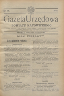 Gazeta Urzędowa Powiatu Katowickiego. 1932, nr 13 (26 marca)