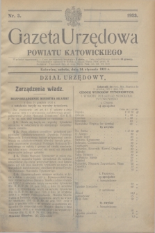 Gazeta Urzędowa Powiatu Katowickiego. 1933, nr 3 (14 stycznia)