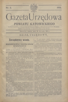 Gazeta Urzędowa Powiatu Katowickiego. 1933, nr 5 (28 stycznia)