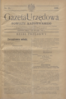 Gazeta Urzędowa Powiatu Katowickiego. 1933, nr 21 (20 maja)
