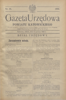 Gazeta Urzędowa Powiatu Katowickiego. 1933, nr 23 (3 czerwca)