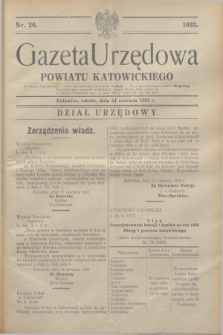 Gazeta Urzędowa Powiatu Katowickiego. 1933, nr 26 (24 czerwca)